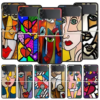 Pikaso Abstraktās Mākslas Glezniecības Z Flip 4 Tālrunis Case For Samsung Z Flip 3 5G Black Cietais Apvalks Galaxy ZFlip3 ZFlip4 Segtu Locīšana