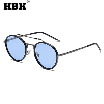 HBK Vintage Polarizētās Steampunk Saulesbrilles, Vīriešu un Sieviešu Modes Apaļā Saules Brilles Metāla Rāmis Braukšanas Briļļu Zonnebril UV400