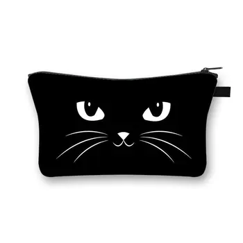 Gudrs Melnais Kaķis, Kosmētikas Organizators Soma Pure Black Gudrs Kaķis Izdrukas Kosmētikas Soma Sieviešu Modes Zīmola Kosmētikas Soma