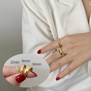 Klasisks laulību Gredzens Sievietēm Gluda Zelta Krāsa Nerūsējošā Tērauda Saderināšanās Rotas, 2mm 4mm 6mm 8mm