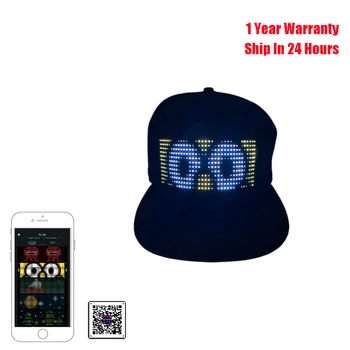 Programmējams Radošo RGB LED Cepuri Bluetooth Spīd Caps Mobilo APP Kontroles Rediģēšanas Vārdiem Hip Hop Elektronisko Balsts Halloween