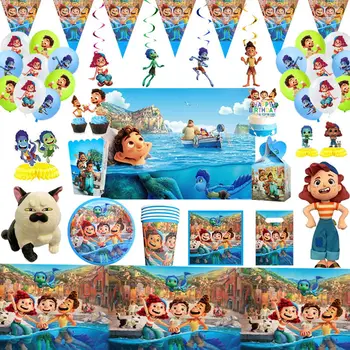 Disney Pixar Luca Dzimšanas Dienas Svinības Piegādēm Baby Dušas Papīra Šķīvji Krūzes Salvetes, Baloni, Vienreizējās Lietošanas Galda Piederumi Kūka Apdare