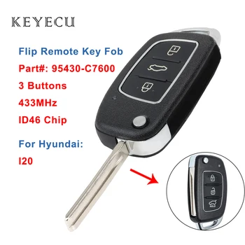 Keyecu Flip Tālvadības Atslēgu Fob, 3 Pogas 433MHz ID46 Čipu par Hyundai I20 2014 2015 2016, P/N: 95430-C7600, Modelis: RKE-4F22