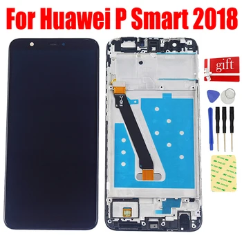 Par Huawei Baudīt 7S LCD ATT LA1 LX1 L21 L22 / P Smart 2018 LCD Displeja Panelis Touch Screen Digitizer Sensors Montāžas Rāmis