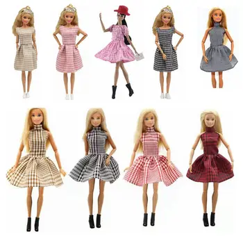 Houndstooth Maz Kleitas Barbie Lelle Drēbes Par Barbie Kleita Vestidos Kostīms, Kleita Izšūta Tērpiem 1/6 Piederumi Bērniem Rotaļlietas