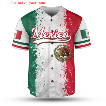 Meksikas Puse & Pusē Pielāgot Savu Vārdu Beisbola Džersija Krekls Beisbola Krekls 3D Iespiesti Vīriešu Krekls Ikdienas Krekli hip hop Topi