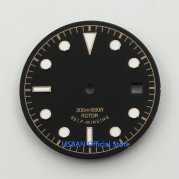 30.5 mm Sterilā gaismas black watch dial fit Miyota 8205 8215,ETA 2836, Mingzhu DG2813 ST1612 kustību skatīties