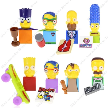 KF6039 Simpsons-Skaitļi Mini Rīcības Rotaļlietas Skaitļi Celtniecības Bloki Savietojami Ķieģeļi Montēt Rotaļlietas, Lelles Dzimšanas dienas Dāvana Bērniem