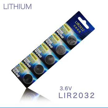 Augstas kvalitātes Dzīvsudraba bezmaksas 3.6 V LIR2032 litija jonu akumulators Monēta Šūnu Pogu CMOS Bateriju Var nomainīt CR2032 10pcs/daudz