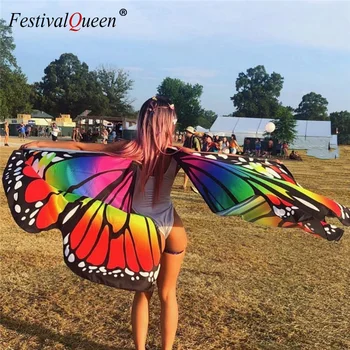 Varavīksnes Tauriņa Spārni Sievietēm Vēdera Deju Modes 360 Grādu Liels Tauriņš Aksesuārus Skatuves Sniegumu Rave Festivāls Lieli Spārni