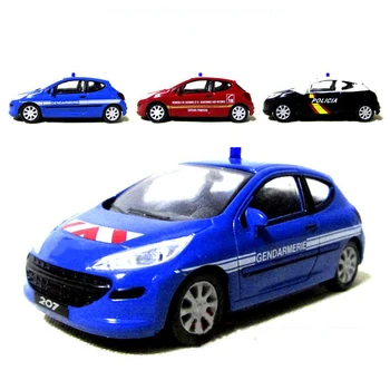 Lējumiem Sakausējuma 1:43 207 Francijas Policijas Automašīna, Ugunsdzēsēju Mašīna Sakausējuma Auto Modelis Blue Red Black Pieaugušo Klasisks Kolekcija Statiskās Reklāmas Dāvanu