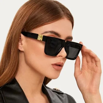 Lielizmēra Kvadrātveida Saulesbrilles Sieviete Modes Retro Slīpums Saules Brilles Sieviete Melnā Lielo Rāmi Glāzes Vintage Brilles UV400