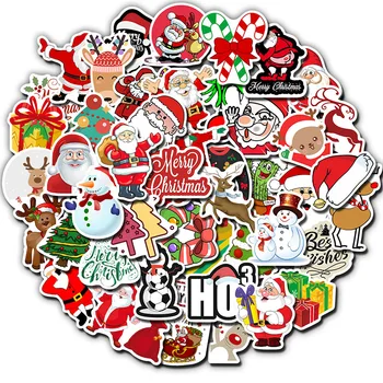 50 GAB Uzlīmes Ziemassvētku Briežu Santa Claus, Sniegavīrs Bērniem Dāvanu Uzlīmes DIY Uz Skeitborda Čemodānu bagāžas Uzlīmes