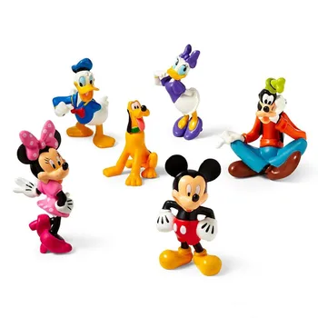 Disney 6pcs 6-7cm Mickey Mouse Minnie Donald Duck Mini Cute Karikatūra PVC Darbības Rādītāji Modeli, Rotaļlietas, Bērnu Dāvanas Kūka Toppers
