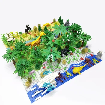 KM Džungļu Savvaļas Dzīvniekiem, Celtniecības Bloki Savietojami Pilsētas Meža Koku Māja, Ķieģeļu Plātne Bērniem, Montessori Rotaļlietas virs 6 Gadiem