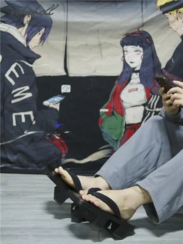Vasaras Cilvēks Flip Flops Koka Japāņu Gītā Samurai Koka Tupelēm Sandales Kartona Cosplay Kurpes Melnā Biezu Grunts Platformas Sandales