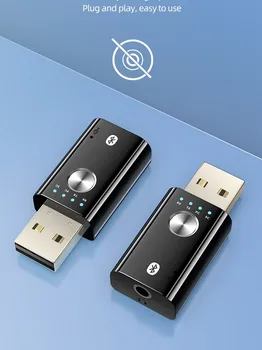 4 IN 1 USB Bluetooth 5.1 Audio Adapteri Mūzikas Uztvērējs, Raidītājs Dongle Ar Mikrofona 3,5 mm Aux Jack PC TV Bezvadu Austiņu