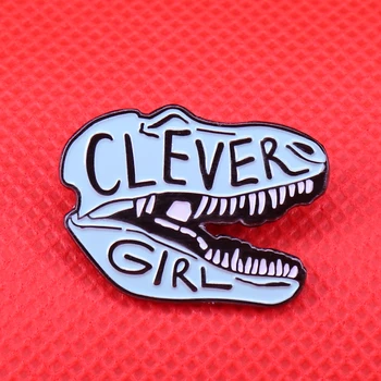 Gudrs meitene emaljas pin dinozauru broša raptor zobu žetons feministu adatas cute dzīvnieku rotaslietas, dāvanas sieviešu piederumi