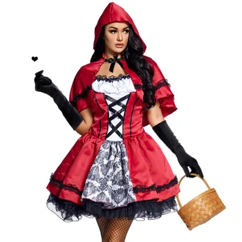 Umorden Halloween Dāmas Sieviešu Little Red Riding Hood Kostīms Karnevāla Puse Masku Pasakas Cosplay S-XXXL Plus Lieluma