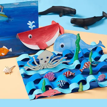 Dzīvnieku Karikatūra Vaļu Papīrs Zīmēšanas DIY Roku darbs Amatniecības Rotaļlietas Materiālu Pakete Bērnu Radošo Puzzle Rotaļlietas, krāsainas Papīra Rotaļlietas