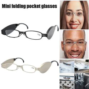 NONOR Mini Kabrioleta Kabatas Lasīšanas Brilles Ultra Plānas Briļļu Vīriešiem, Sievietēm Salokāms Palielināmo +400 vecuma tālredzība Brilles