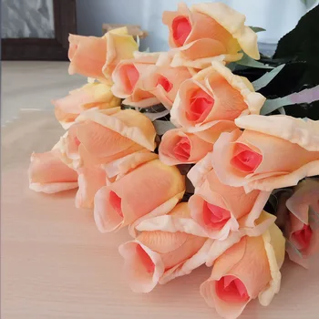 10pcs /daudz Vienu Filiāli Simulācijas Zīda Rožu Ziedi Nekustamā Touch Bud Valentīna Dāvanu Kāzu Luksusa Mājas Dekoru Rožu Ziedi
