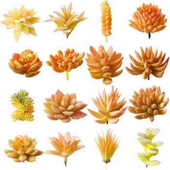16PCS Mākslīgā Sulīgs Augiem, Plastmasas, Mākslīgās Kaktuss Aloe Bārkstīm Viltus Sukulenti Mājas Galda Dekori DIY Piederumi Oranža