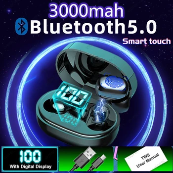 3500mAh Bezvadu Austiņas Bluetooth V5.0 TWS Bezvadu Austiņas LED Displejs Ar Power Bank Austiņas Ar Mikrofonu