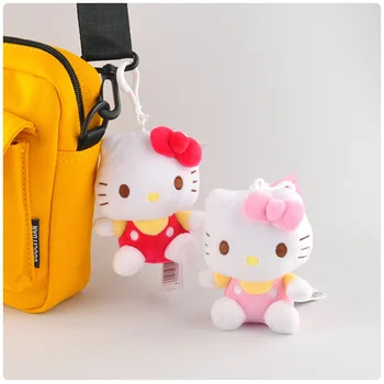 Sanrio Kawaii Hello Kitty Anime Plīša Rotaļlieta Keychain Cute Karikatūra Schoolbag Apdare Kulons Mīksto Plushie Lelle Bērnu Dāvanas