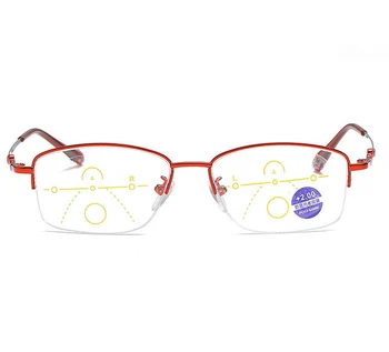 Sieviešu Ultravieglajiem Titāna Sakausējuma Saprātīga Progresējoša Multifokāla Lasīšanas Brilles Redzēt, Tuvu un Tālu +1 +1.5 +2 +2.5 +3 +3.5 +4