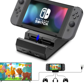 Portatīvo Doka Stacijas Nintendo Slēdzis Ar C Tipa TV Adapteris Austiņu Ligzda USB Uzlāde Dokā Spēlēt Stāvēt Lādētāju
