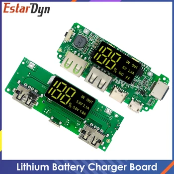 Litija Akumulatoru Lādētājs Valdes LED Dual USB 5V 2.4 Mikro/Type-C, USB Mobile Power Bank 18650 Uzlādes Moduli Ķēdes Aizsardzības