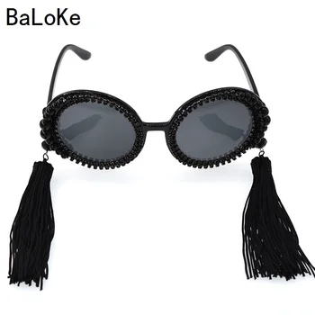 jauns dizains, modes retro pušķis baroka pērle saulesbrilles sieviešu vasaras pludmales rhinestone vintage apli lielas saulesbrilles sieviešu dāvana