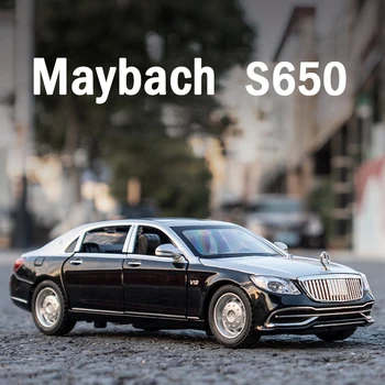 1:32 BENS Maybach S650 Luksusa Automašīnu Sakausējuma Auto Die Cast Rotaļu Automašīnas Modeli, Skaņu un Gaismas Bērnu Rotaļlietu Kolekciju Dzimšanas dienas dāvana
