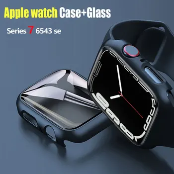 Stikla+Vāks Apple Skatīties lietā 44mm 40mm 42mm 38mm iWatch Piederumu 3 4 5 6 SE 7 Ekrāna Aizsargs Apple skatīties sērija 45mm 41mm