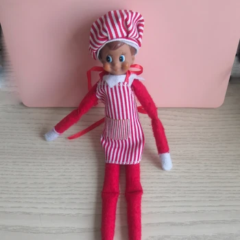 nerātns ziemassvētku elf Piederumi Santa Couture Apģērbs Elf Doll (Svītrains Priekšauts + Cepure ,Nē, Lelle)