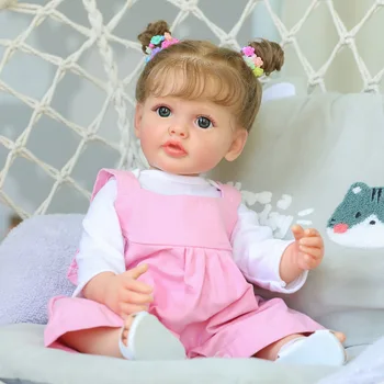 Gatavo Bebe Atdzimis Lelle 55CM Atdzimis Bērnu Pilna Ķermeņa Mīksta Silikona Nekustamā Touch Lelle Roku Apgleznoti 3D Ādas Sakņojas Matu Dāvanas Bērnu