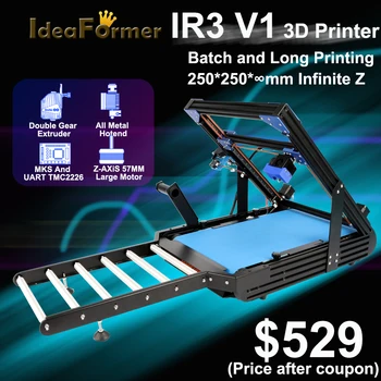 IdeaFormer IR3 V1 3D Printeri FDM 250*250*∞mm Bezgalīgs Z CoreXY Dual Presēt TMC2226 Transportiera lentes, 3D Printeri Mašīna