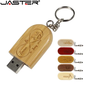 JASTER Pen Drive 64GB lielu ātrumu Valriekstu koka USB 2.0 Flash Diskus Bez Pasūtījuma Logo Ar atslēgu piekariņi Memory Stick 32GB Ovāls U diska