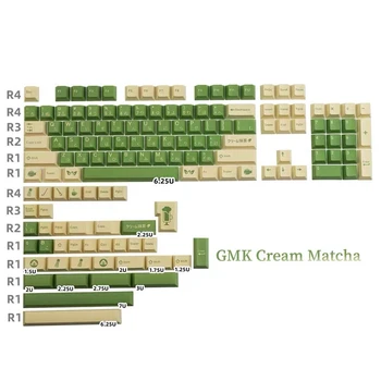 GMK Krēms Matcha Klons Keycaps Ķiršu PBT Krāsvielu apakšuzņēmēju Keycap 142 Atslēgas Japāņu Mx Slēdzi, Mehānisku Tastatūru ISO 6.25 U 7U Telpa