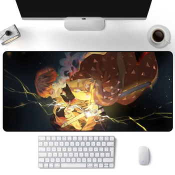 Zenitsu Agatsuma Demon Slayer Spēlēt mat 800x300 apelsīnu peles paliktņa mousemat darbvirsmas paklāja, galda, peles paliktnis mat xxl pasūtījuma pad klaviatūras