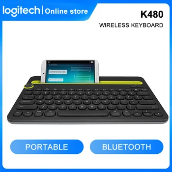 Sākotnējā Logitech K480 Bluetooth Tastatūru, Mobilo Multi-Ierīci, plānas Mini izslēgtu tastatūras Ar Portatīvo Pad Telefona Turētāja Slota