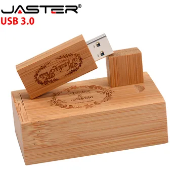 JASTER USB 3.0+Kārba (Bezmaksas Custom Logo) Koksnes Kļavu Usb Flash Drive Pendrive 4GB 16GB 32GB 64GB Atmiņas karti memory Stick Klienta LOGO