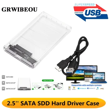 Grwibeou USB3.0 HDD Enclosure 2.5 collas Seriālo Portu SATA SSD Cieto Disku Gadījumā Atbalstu 2TB pārredzamu Mobilo Ārējā HDD Case