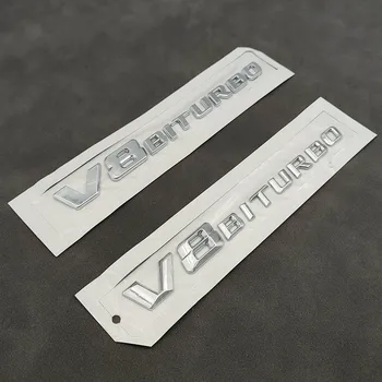 3D Chrome Auto Vēstuli, Emblēmu Fender Žetons V8 BITURBO Logo, Uzlīme Par Mercedes C63 S63 E63 AMG W205 W204 W213 W212 Piederumi